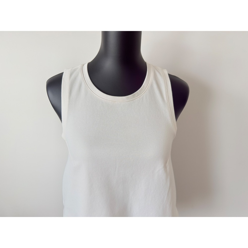 Anthropologie Open Back Striped Twofer Tank Top White Blue Cutout Back Small - Picture 2 of 13